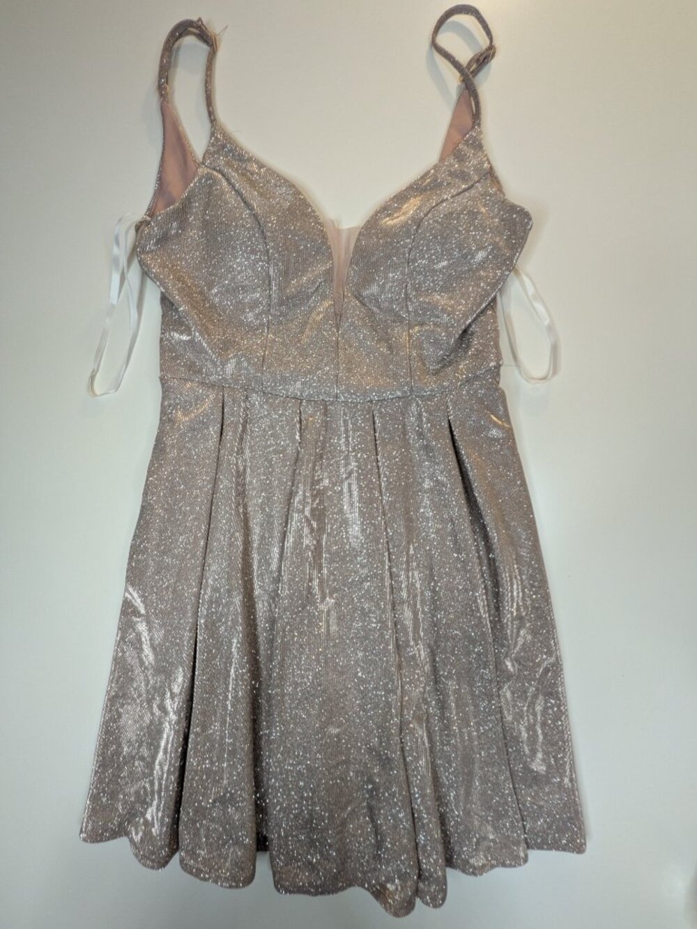 B. Darlin Women’s Size 5/6 Metallic Blush Glitter Fit & Flare Party Dress